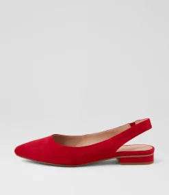 Women DIANA FERRARI Flats-Dyani Red Suede Flat Shoes