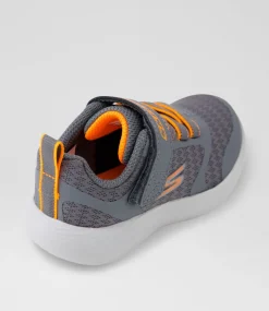 SKECHERS Sport School Shoes-Dyna Lite Toddler Charcoal Orange Fabric Sneakers