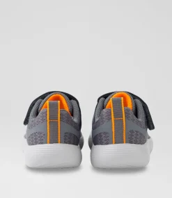 SKECHERS Sport School Shoes-Dyna Lite Toddler Charcoal Orange Fabric Sneakers