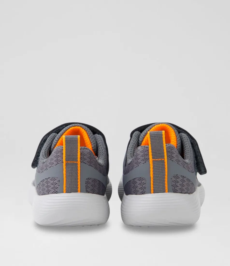 SKECHERS Sport School Shoes-Dyna Lite Toddler Charcoal Orange Fabric Sneakers