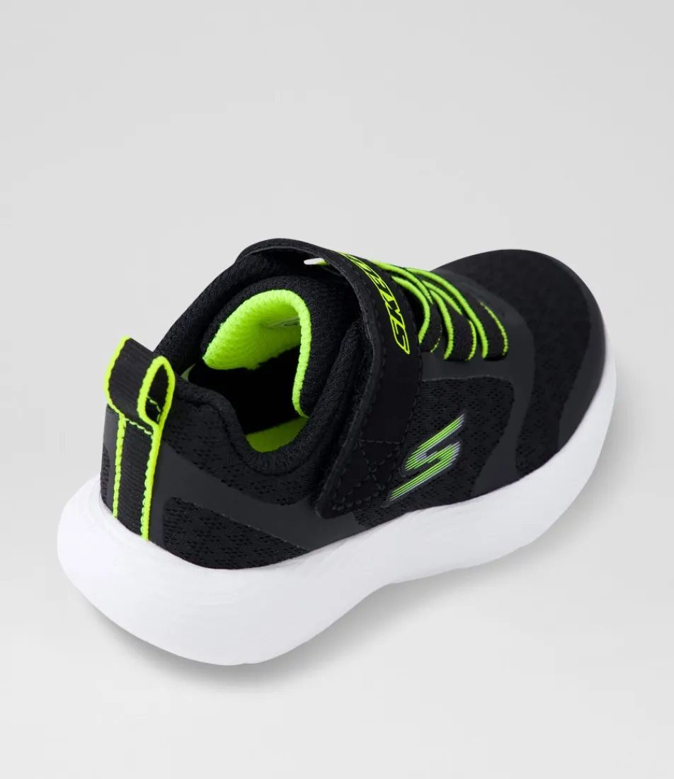 SKECHERS Sport School Shoes-Dyna Toddler Black Lime Fabric Sneakers