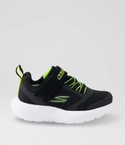 SKECHERS Sport School Shoes-Dyna Toddler Black Lime Fabric Sneakers