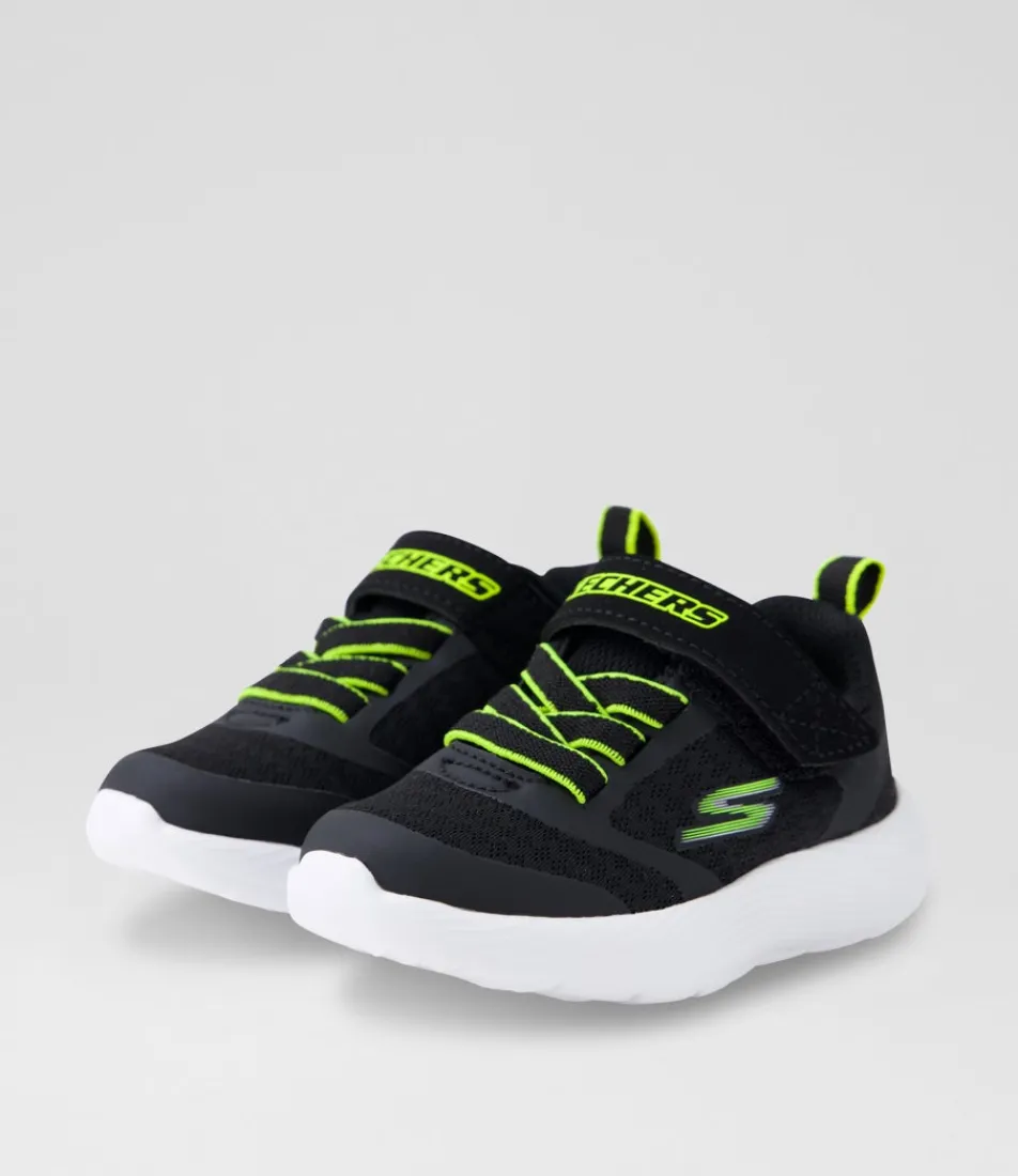 SKECHERS Sport School Shoes-Dyna Toddler Black Lime Fabric Sneakers