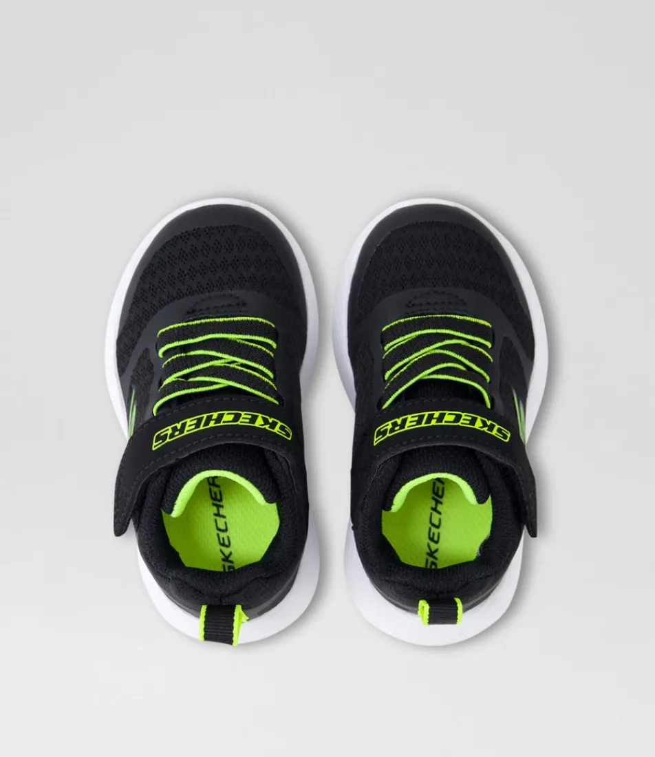 SKECHERS Sport School Shoes-Dyna Toddler Black Lime Fabric Sneakers