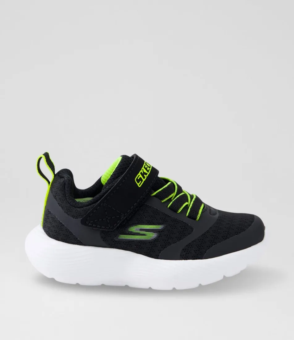 SKECHERS Sport School Shoes-Dyna Toddler Black Lime Fabric Sneakers