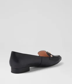 Women DIANA FERRARI Loafers|Flats-Dysin Black Leather Loafers