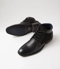 COLORADO Boots|Casuals-Eagles Black Leather Lace Up Boots
