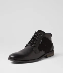 COLORADO Boots|Casuals-Eagles Black Leather Lace Up Boots