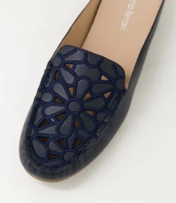 Women DIANA FERRARI Flats-Ebbenie Navy Leather Flat Shoes