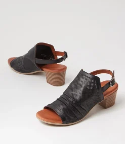 Women DIANA FERRARI Heels|Sandals-Eches Black Leather Sandals