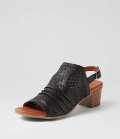 Women DIANA FERRARI Heels|Sandals-Eches Black Leather Sandals