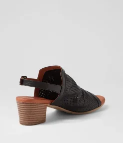 Women DIANA FERRARI Heels|Sandals-Eches Black Leather Sandals