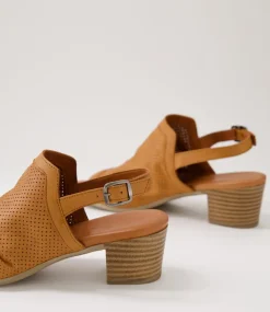 Women DIANA FERRARI Heels|Sandals-Eches Tan Leather Sandals