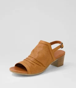 Women DIANA FERRARI Heels|Sandals-Eches Tan Leather Sandals