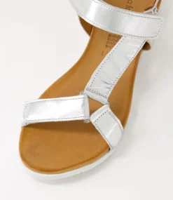 Women DIANA FERRARI Flats|Sandals-Echos Silver Leather Sandals