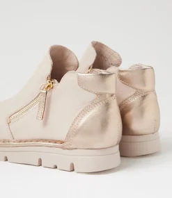 Women TOP END Boots-Edda Nougat Champagne Leather Ankle Boots