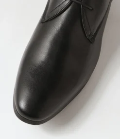 C88 by COLORADO Dress Shoes-Eddie Black Smooth Lace Up Flats