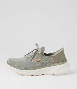 Women SKECHERS Sneakers-Edgeride Green Orange Fabric Sneakers