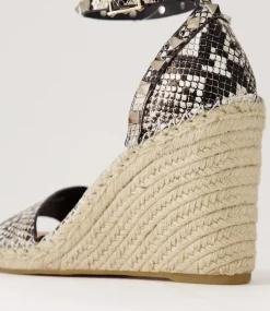 Women TOP END Espadrilles|Wedges-Edwina Black Natural Snake Sandals