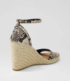 Women TOP END Espadrilles|Wedges-Edwina Black Natural Snake Sandals