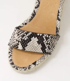 Women TOP END Espadrilles|Wedges-Edwina Black Natural Snake Sandals