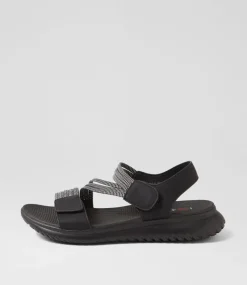 Women I LOVE BILLY Flats|Sandals-Edwyna Black Elastic Sandals