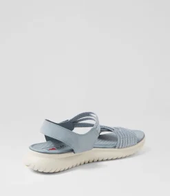 Women I LOVE BILLY Flats|Sandals-Edwyna Denim Elastic Flat Sandals