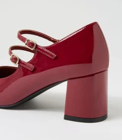 Women I LOVE BILLY Mary Janes|Heels-Eiko Dark Red Patent Pu Mary Jane Heels
