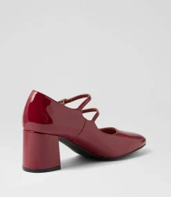 Women I LOVE BILLY Mary Janes|Heels-Eiko Dark Red Patent Pu Mary Jane Heels