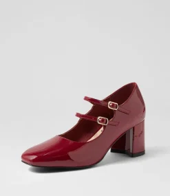 Women I LOVE BILLY Mary Janes|Heels-Eiko Dark Red Patent Pu Mary Jane Heels