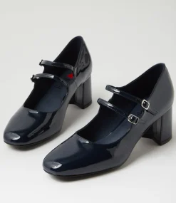 Women I LOVE BILLY Mary Janes|Heels-Eiko Navy Patent Pu Mary Jane Heels
