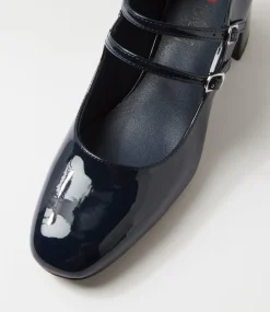 Women I LOVE BILLY Mary Janes|Heels-Eiko Navy Patent Pu Mary Jane Heels