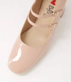Women I LOVE BILLY Mary Janes|Heels-Eiko Nude Patent Pu Mary Jane Heels