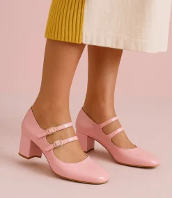 Women I LOVE BILLY Mary Janes|Heels-Eiko Pink Patent Pu Heels