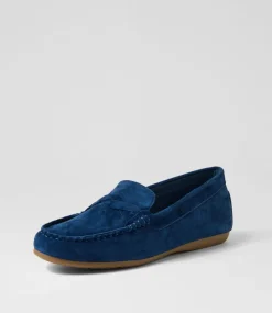 Women DIANA FERRARI Flats|Loafers-Elian Navy Suede Loafers