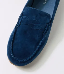 Women DIANA FERRARI Flats|Loafers-Elian Navy Suede Loafers