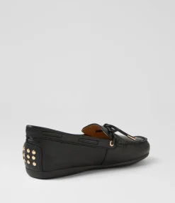 Women DIANA FERRARI Loafers|Flats-Eliney Black Leather Flat Shoes