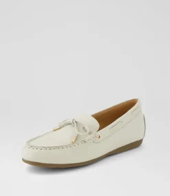 Women DIANA FERRARI Flats|Loafers-Eliney Oatmilk Leather Flat Shoes