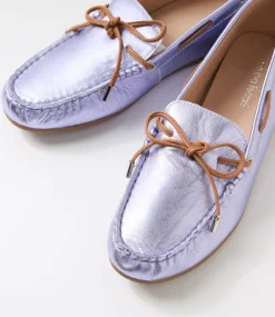Women DIANA FERRARI Flats-Eliney Violet Metallic Tan Leather Flat Shoes