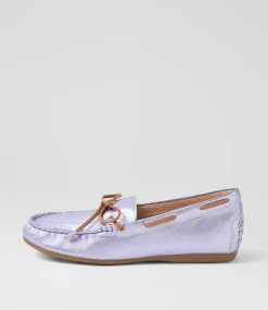 Women DIANA FERRARI Flats-Eliney Violet Metallic Tan Leather Flat Shoes