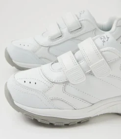 LYNX Sport School Shoes|Junior School Shoes-Elite Jnr E Adj White Leather Sneakers