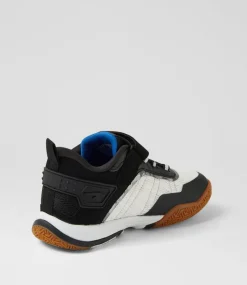 SKECHERS Sport School Shoes-Elite Sport Court Junior Black White Fabric Sneakers
