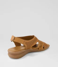 Women DIANA FERRARI Flats|Sandals-Elkah Tan Leather Sandals