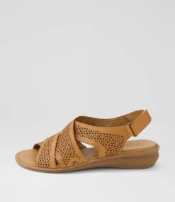 Women DIANA FERRARI Flats|Sandals-Elkah Tan Leather Sandals