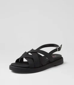 Women I LOVE BILLY Flats|Sandals-Elleson Black Smooth Sandals