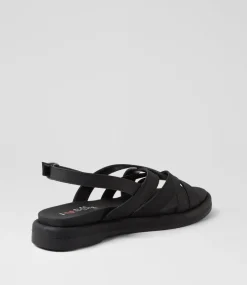 Women I LOVE BILLY Flats|Sandals-Elleson Black Smooth Sandals