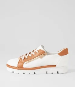 Women TOP END Sneakers-Elos White Dark Tan Leather Sneakers