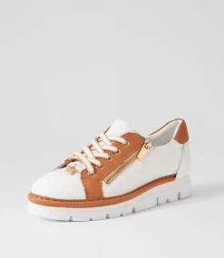 Women TOP END Sneakers-Elos White Dark Tan Leather Sneakers