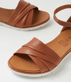 Women DIANA FERRARI Flats|Sandals-Elotte Tan Leather Sandals