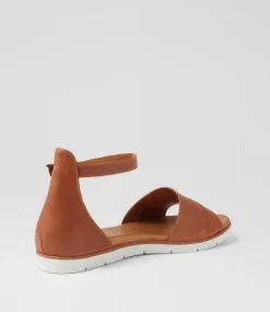Women DIANA FERRARI Flats|Sandals-Elotte Tan Leather Sandals
